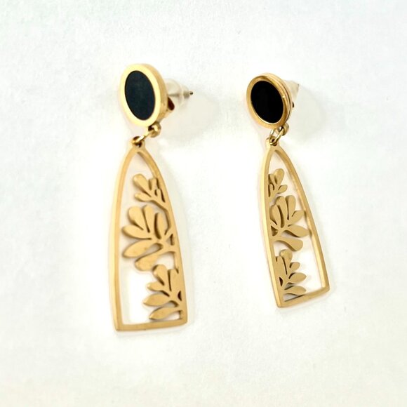 Dangle Drop Earrings Women's Gold tone Statement Earrings Nature Theme NWT - Picture 3 of 6